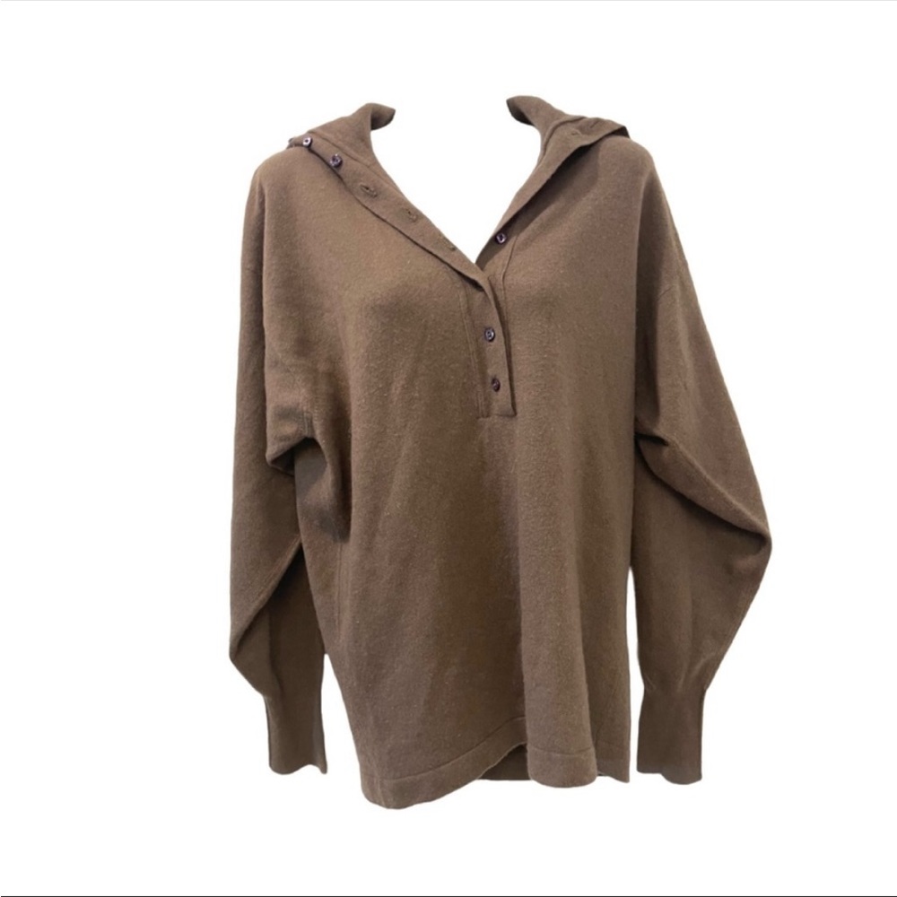 N.Peal Cashmere Vintage Henley Brown Women's Sweater